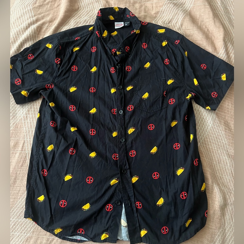 Marvel button up Deadpool tacos